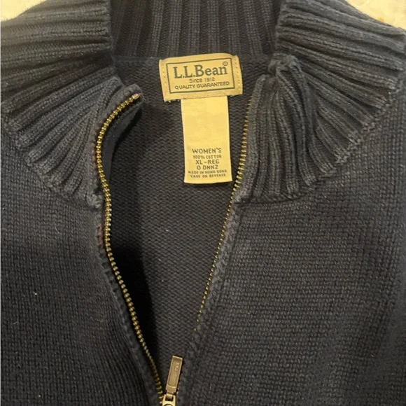 L.L. Bean Dark Blue Women's Zip-Up Sweater - Picture 2 of 3